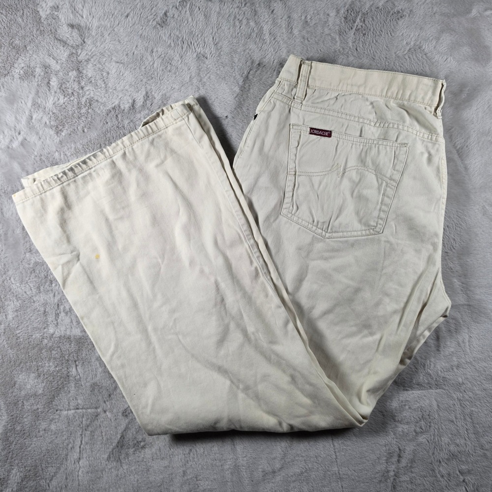 Jordache Flare Jeans Womens 17/18 Regular Cream LoRise Stretch Y2K Retro Stained